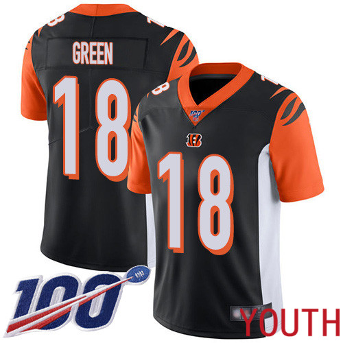 Cincinnati Bengals Limited Black Youth A J  Green Home Jersey NFL Footballl #18 100th Season Vapor Untouchable->cincinnati bengals->NFL Jersey